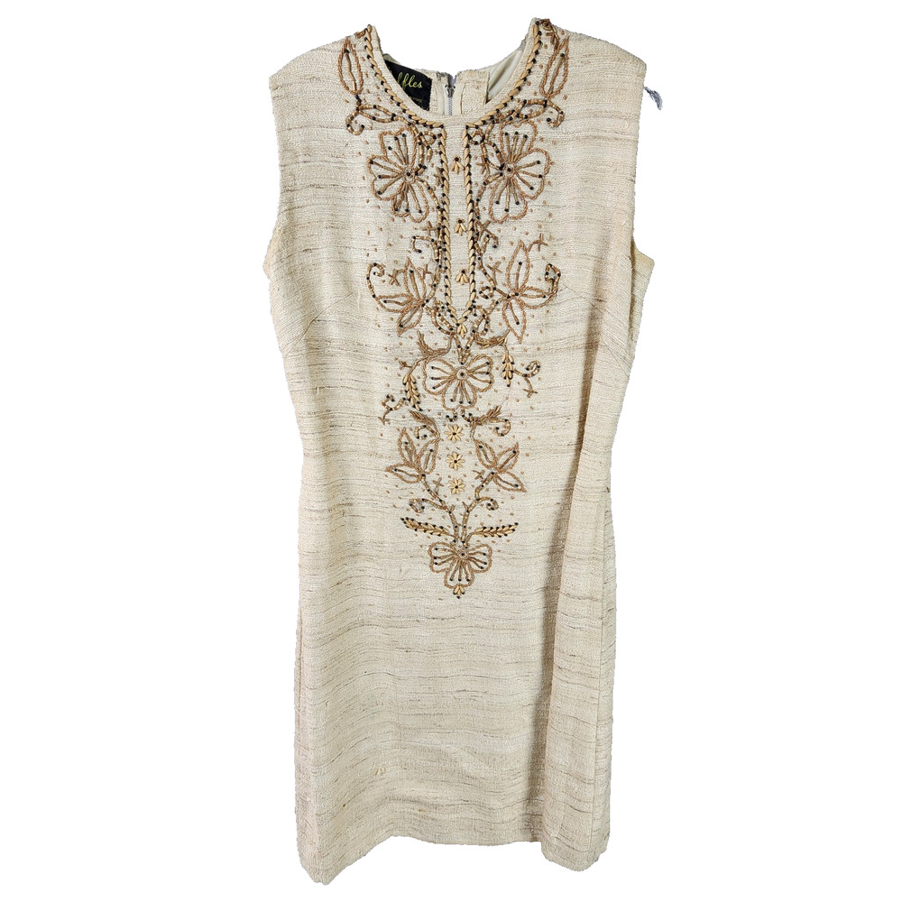 Raffles Singapore Linen Beaded Sleeveless Dress Vintage - No Size